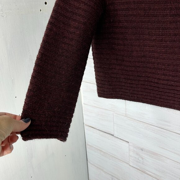 Magaschoni Womens Brown Sweater Wrap Crossover Front Shoulder Button Size Small - Picture 6 of 9